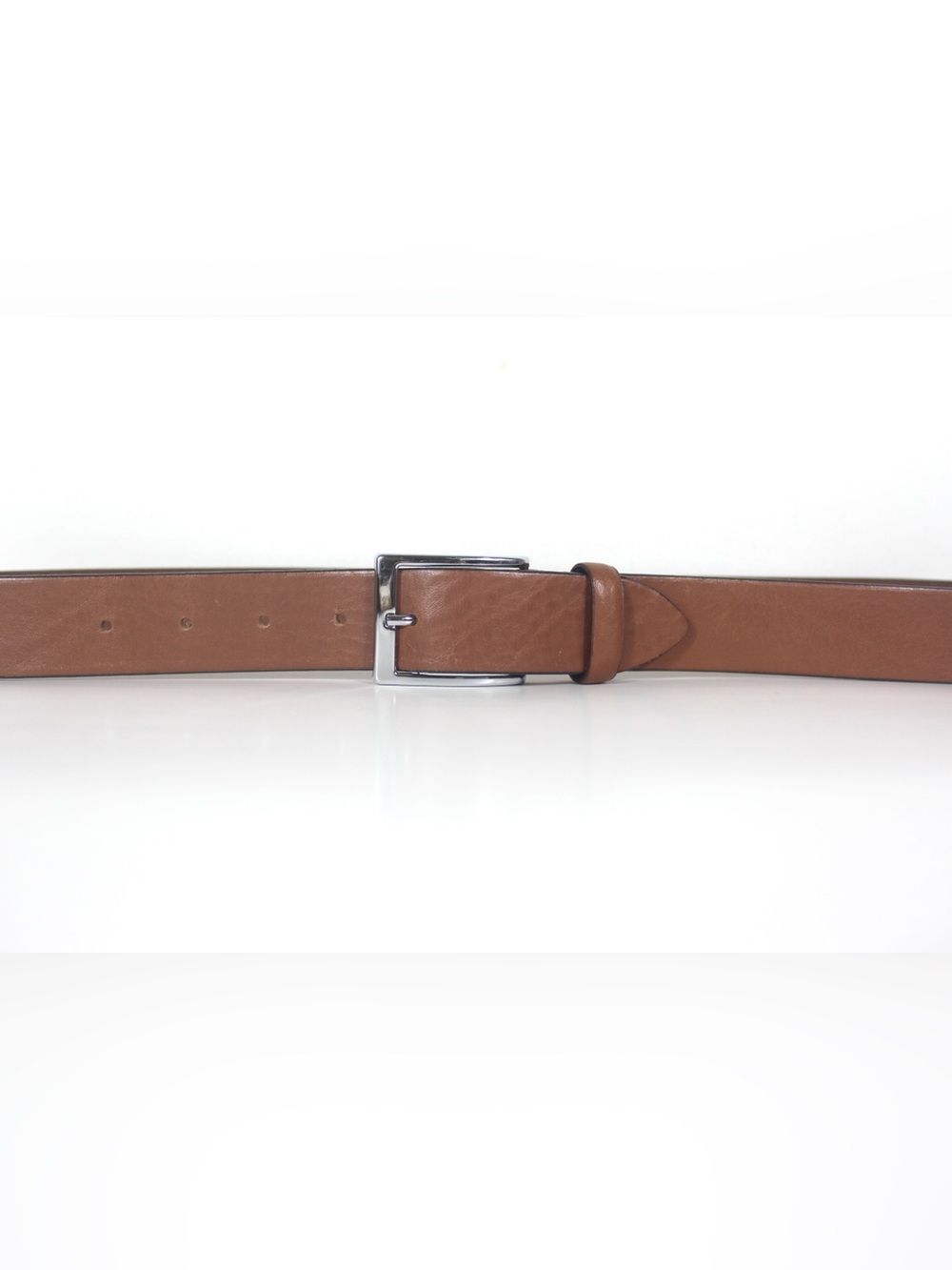 36”-40” Vintage Tan Leather Italian Dress Belt with a Silver Metal Buckle Men’s